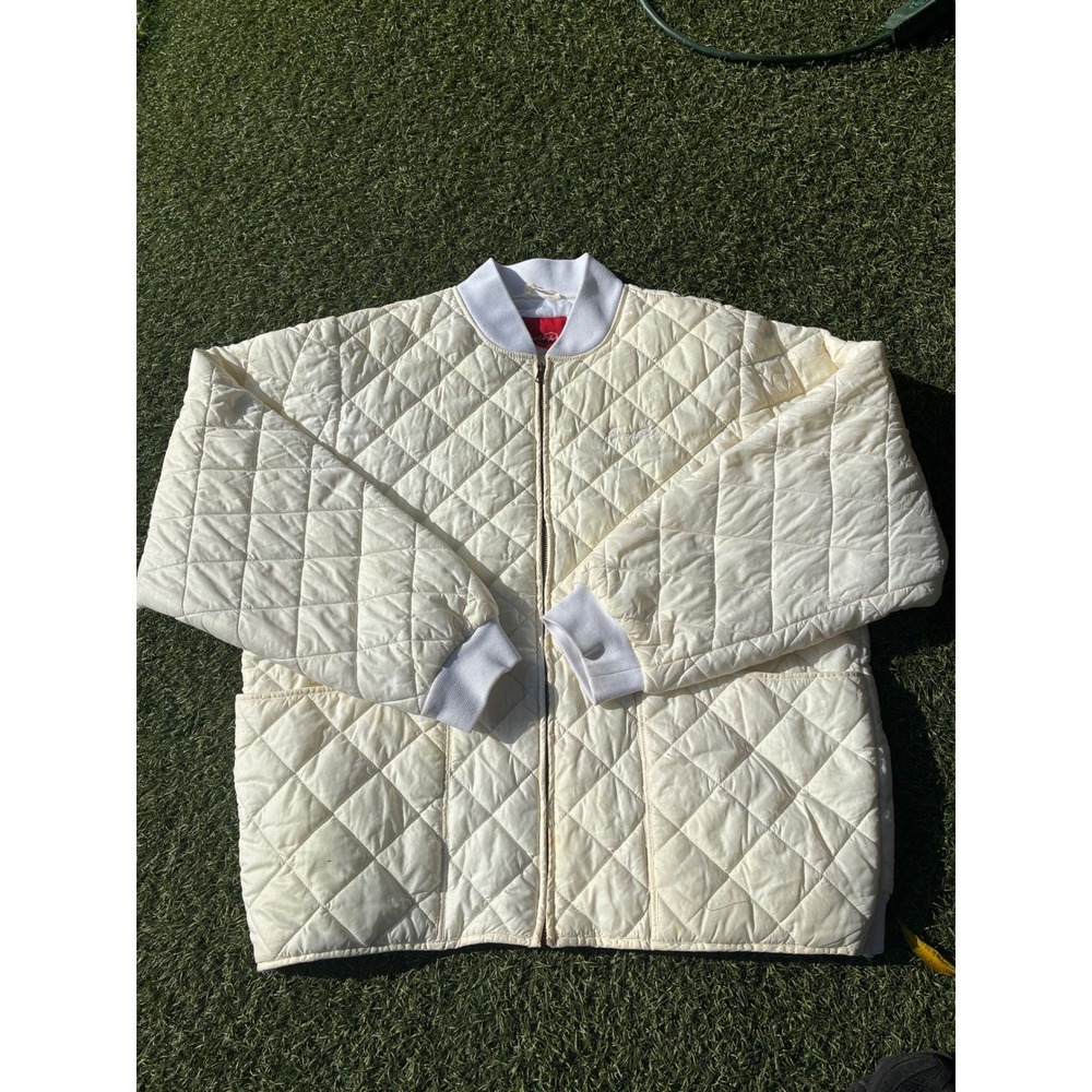 South Pole Quilted Bomber Jacket Cream White Casual‎ Streetwear Size M